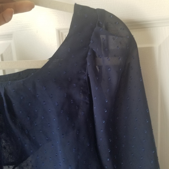 Women's Small Blue Blouse Sheer Navy Open Arms - Picture 6 of 10